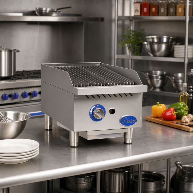 Product image #2 for Globe 15-Inch Radiant Gas Countertop Charbroiler with Cast Iron Grates