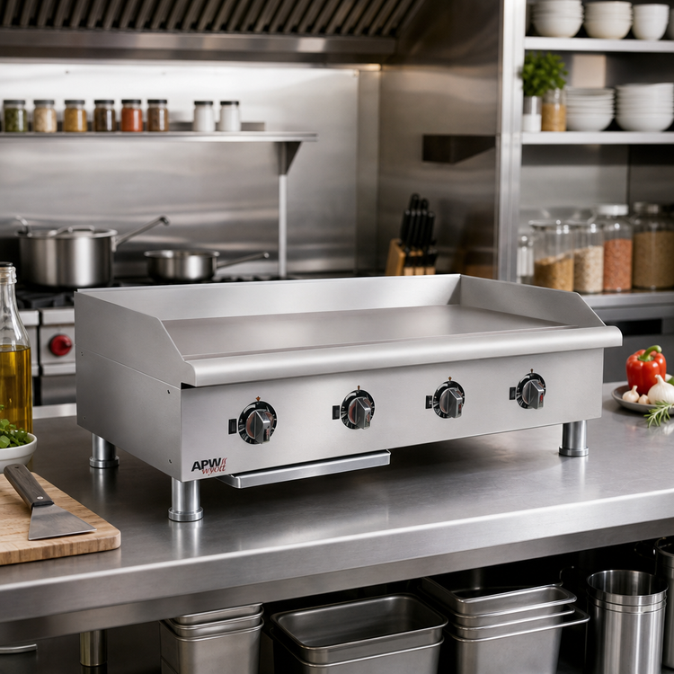 Product image #2 for APW Wyott Workline 24-Inch Electric Countertop Griddle with 19-1/2-Inch Deep Smooth Polished Steel Plate