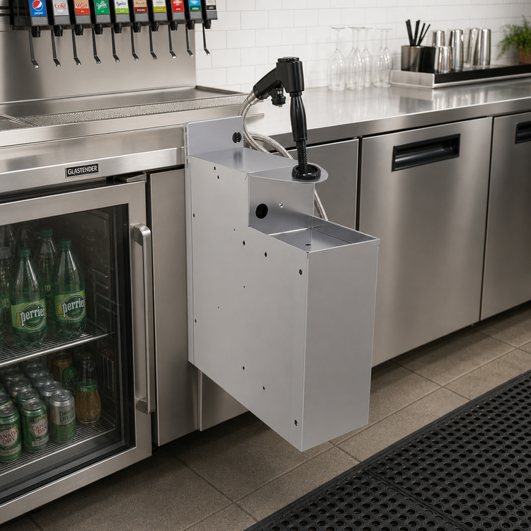 Product image #2 for Glastender 6-Inch Underbar Stainless Steel Soda Gun Holder with Integral Drip Pan