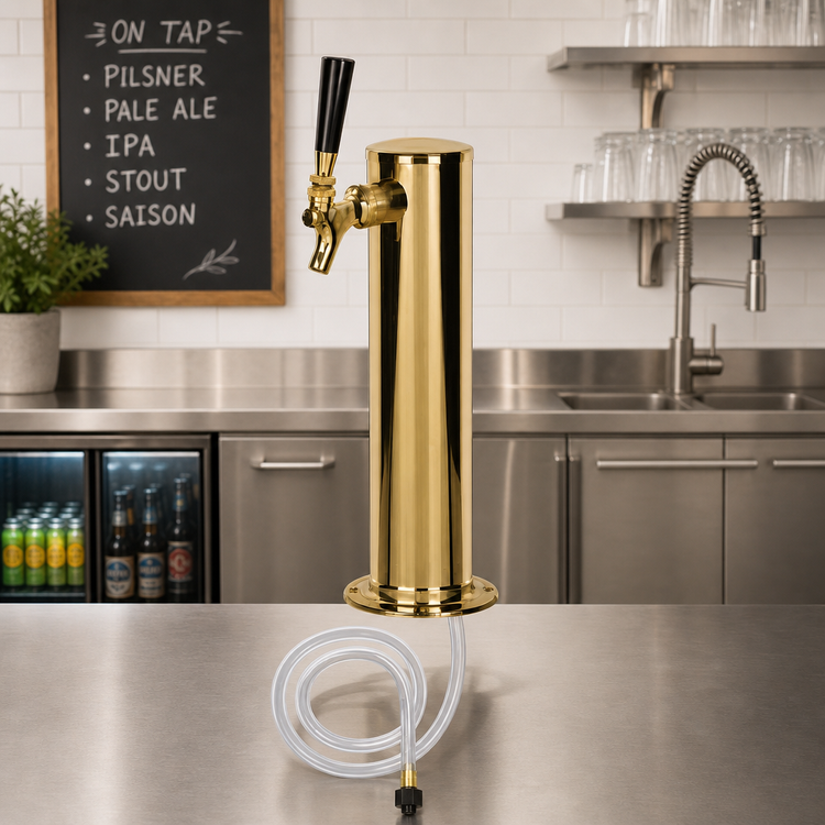 Product image #2 for Countertop Air-Cooled Column Draft Beer Tower with Single Brass Faucet, PVD Brass Finish