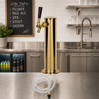 Thumbnail image #2 for Micro Matic USA D4743T-PVD Countertop Air-Cooled Draft Beer Tower, 1 Brass Faucet, PVD Brass Finish, 3-Inch Diameter x 12-1/4-Inch H