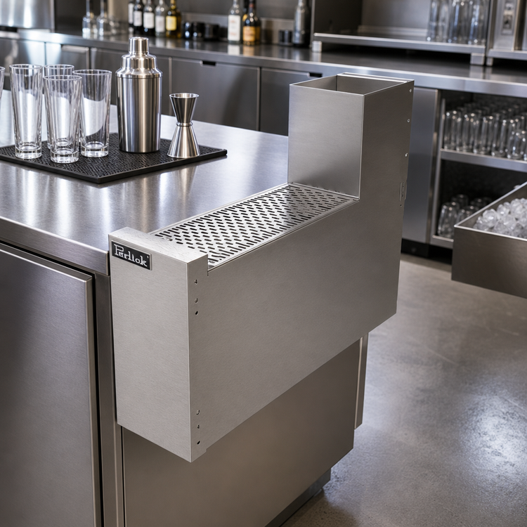 Product image #3 for Top Shelf TS Series 6-Inch Stainless Steel Underbar Filler Section with Backsplash and Drainboard Top