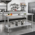 Thumbnail image #2 for Deluxe Series Stainless Steel Work Table with 4-1/2 Inch Backsplash and Undershelf, 72 x 24 Inches