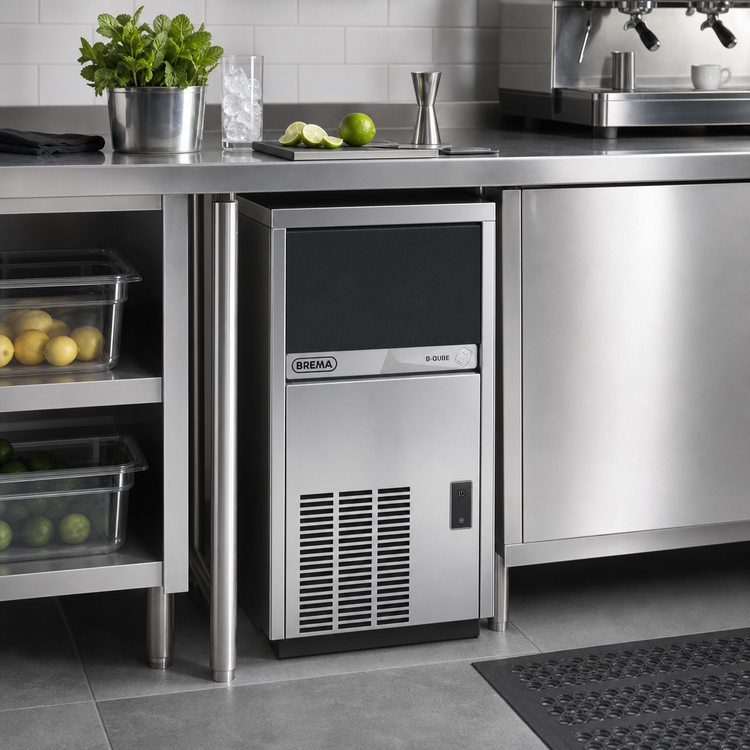 Product image #2 for Brema B-Qube Undercounter Air-Cooled Cube Ice Machine with Bin, 65 lb/Day, 20 lb Storage