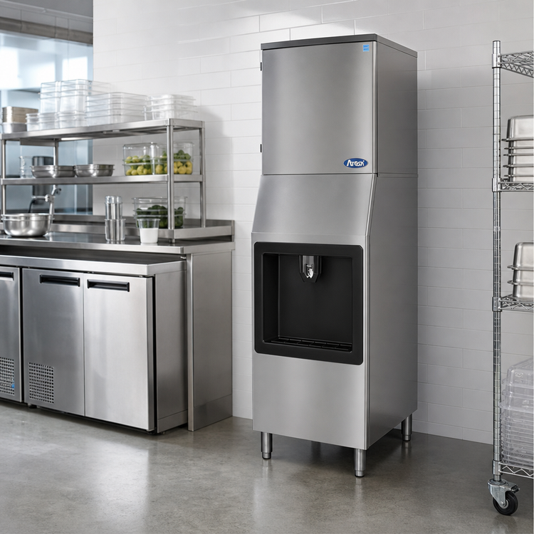 Product image #2 for Atosa Hotel Ice Machine and Dispenser with 160 lb Bin, 350 lb Daily Full Cube Production