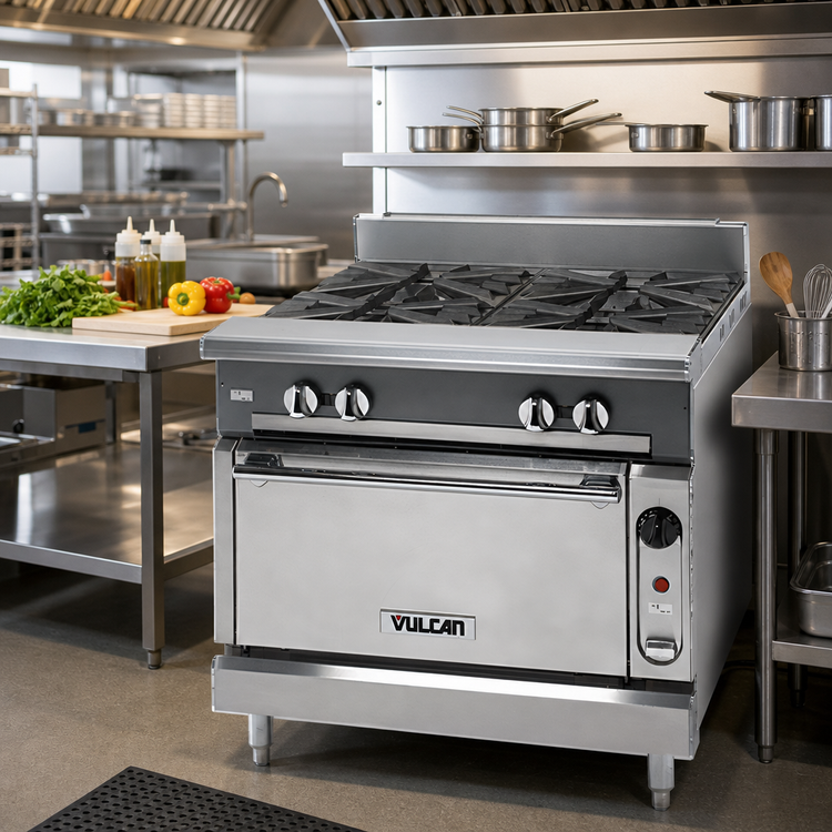 Product image #2 for Vulcan V Series 36 Inch Heavy Duty Gas Range with 2 Hot Tops and Convection Oven