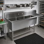 Thumbnail image #2 for John Boos Pro-Bowl 43PB20-1D24R 3-Compartment Stainless Steel Sink with Right Drainboard, 20 x 20 x 12 in Bowls, 14-Gauge, 88-3/16 in W