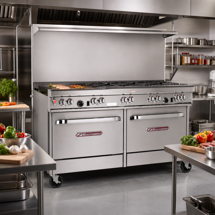 Product image #2 for Southbend Ultimate 60-Inch Gas Restaurant Range with 5 Burners, 24-Inch Griddle, Standard Oven and Convection Oven