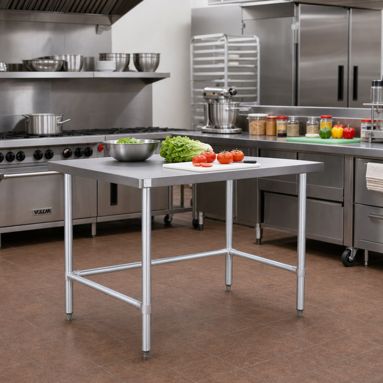 Product image #2 for Klinger's Trading NSG3048 Heavy Duty Stainless Steel Open Base Work Table, 48 x 30 x 36 Inches