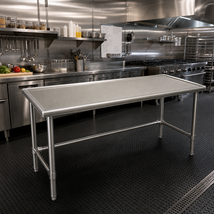 Product image #2 for Spec-Master Marine Series 108-Inch Stainless Steel Work Table with Box Marine Edge