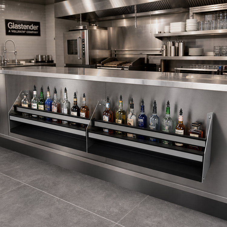Product image #2 for Glastender 51-Inch Double Stainless Steel Speed Rail with Open Step-and-Rail Design