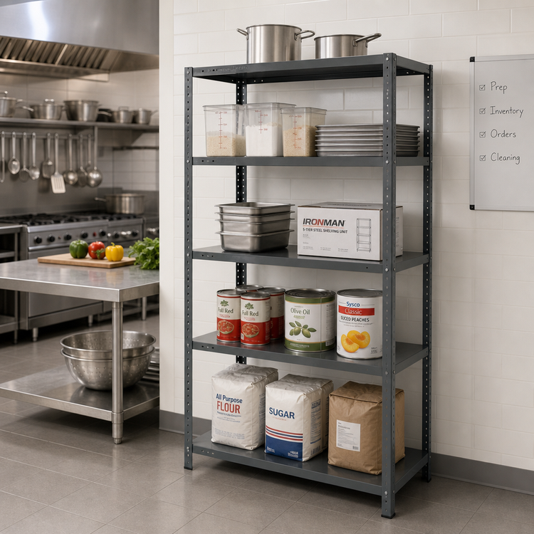 Product image #2 for IRONMAN 5-Shelf Open Commercial Steel Shelving Unit, 12 x 36 x 39 Inches, 400 lb. Per Shelf