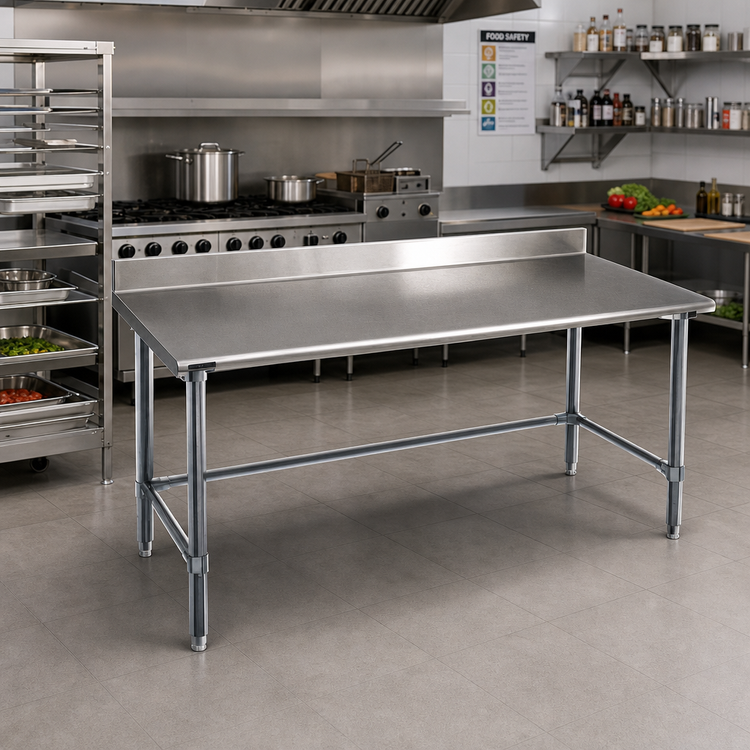 Product image #2 for Eagle Spec-Master 108-Inch x 24-Inch Stainless Steel Work Table with 4-1/2-Inch Backsplash