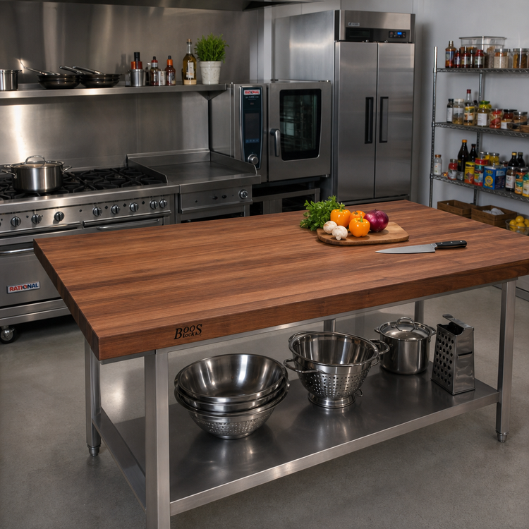 Product image #2 for John Boos Boos Block 72-Inch x 42-Inch x 3-Inch American Black Walnut Edge Grain Kitchen Countertop with Varnique Finish