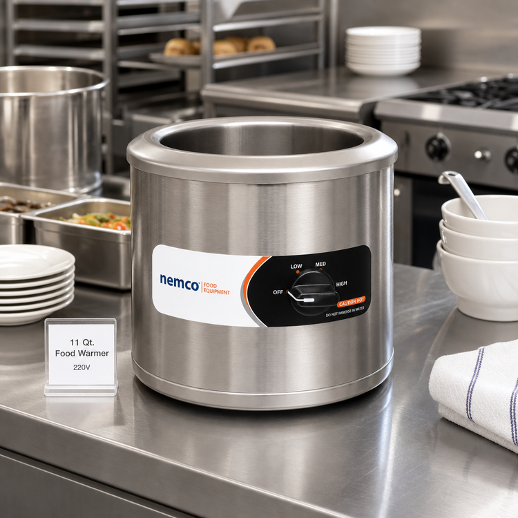 Product image #2 for Nemco 11 Quart Round Stainless Steel Wet Countertop Food Warmer, 220V