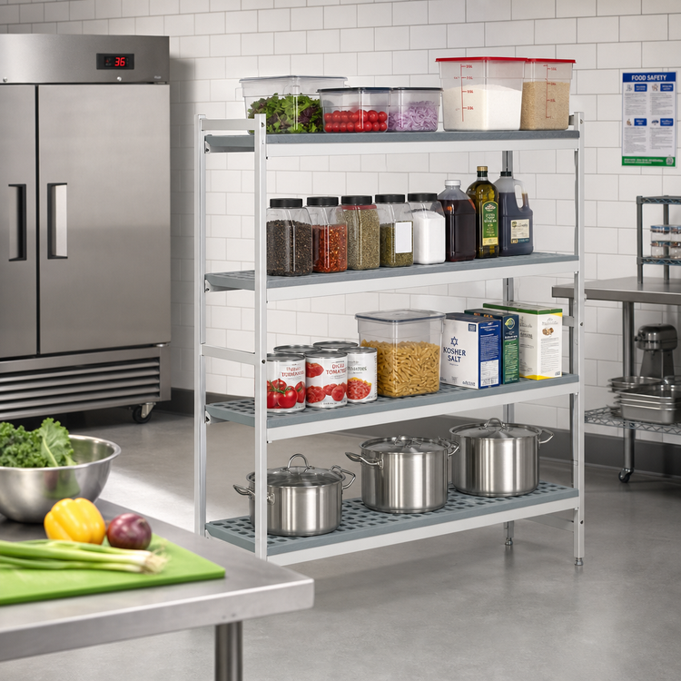 Product image #2 for Fermostock 4-Tier Starter Shelving Unit, 42W x 14D x 66H, 800 lb. Per Shelf, Gray
