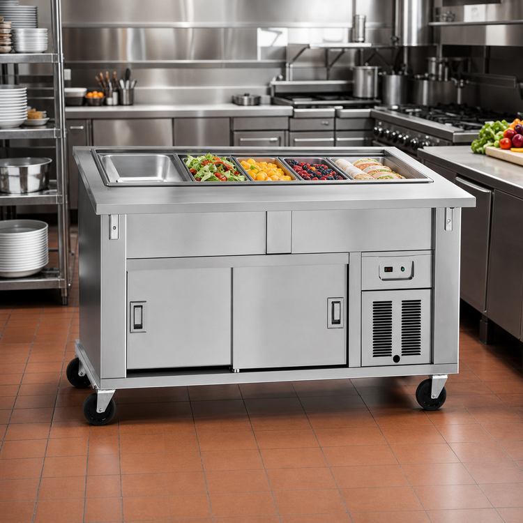 Product image #2 for DineXpress DXP3CB 3-Pan Cool Breeze Cold Food Serving Counter, 46 Inches Long