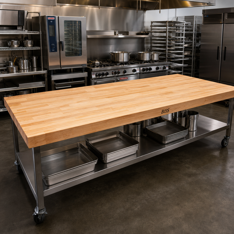 Product image #2 for John Boos 120 Inch x 60 Inch Edge Grain Laminated Northern Hard Rock Maple Work Table Top