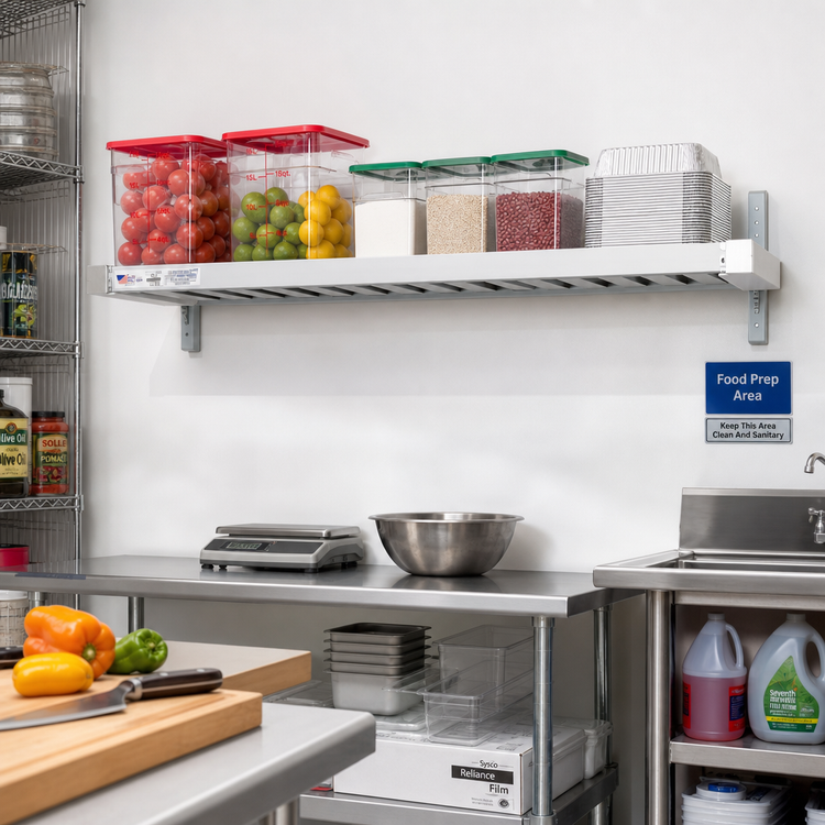 Product image #3 for New Age Adjust-A-Shelf T-Bar Wall-Mounted Aluminum Shelf, 66 x 24 Inches, 1500 lb. Capacity