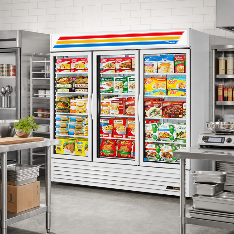 Product image #2 for True Three-Section Glass Door Low Temp Freezer Merchandiser, White