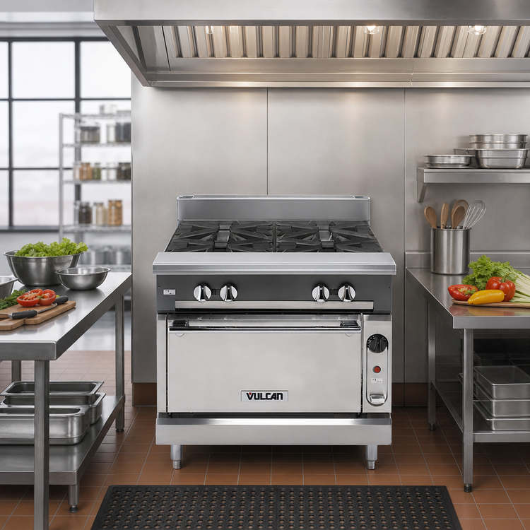 Product image #2 for Vulcan V Series Heavy-Duty 36-Inch Commercial Gas Range with Standard Oven and 4 Open Burners