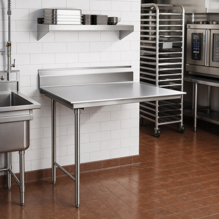 Product image #2 for Spec-Master Straight Clean Dishtable, Left-to-Right, 24 x 30 Inch, 8 Inch Backsplash, 304 Stainless Steel