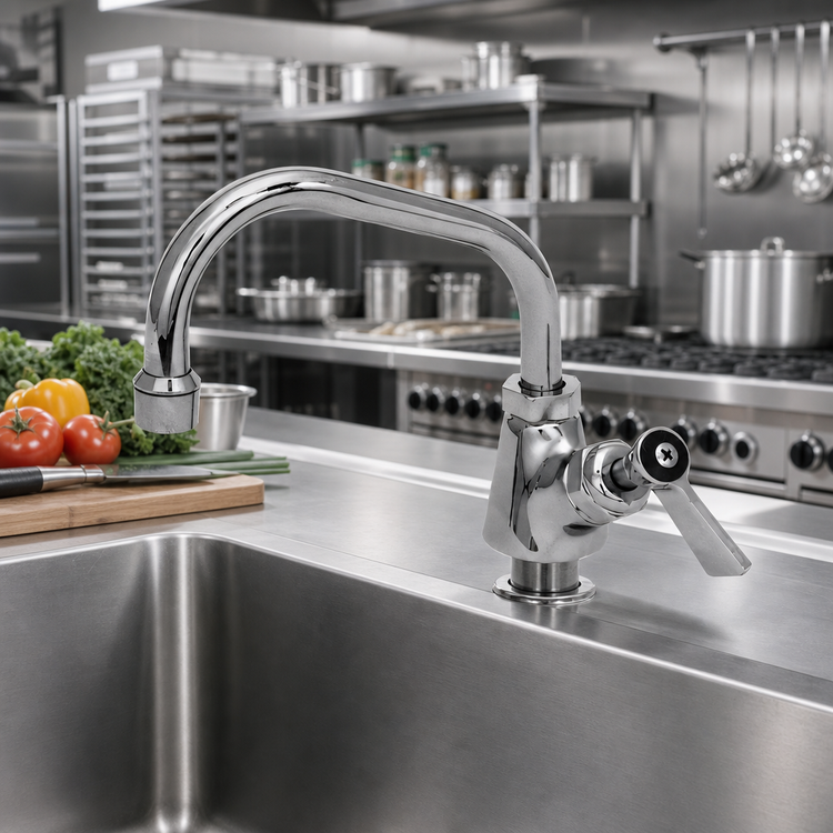Product image #2 for Fisher Stainless Steel Single-Hole Deck-Mount Manual Faucet with 6-Inch Swing Spout and Lever Handle