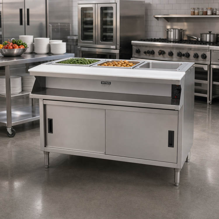 Product image #2 for Spec-Master 33-Inch Electric Sealed Well Hot Food Table with Sliding Doors, 2 Wells, 240V