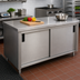 Thumbnail image #2 for Advance Tabco CB-SS-3610M 120-Inch x 36-Inch Enclosed Work Table with Cabinet Base, Mid-Shelf, Sliding Doors, and 14 Gauge 304 Stainless Steel Top