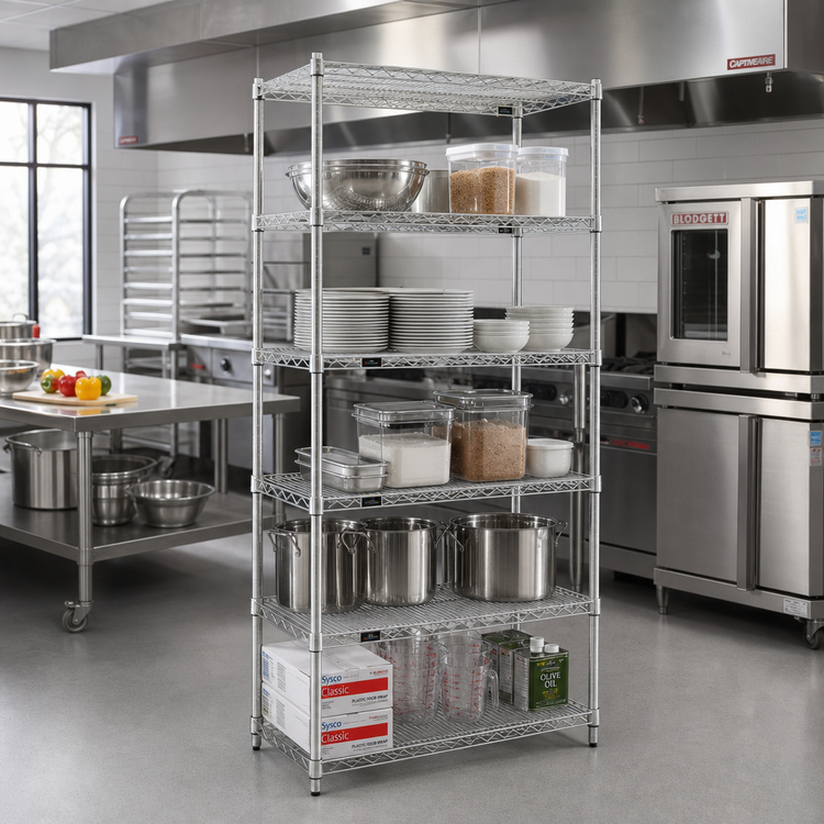 Product image #2 for EAGLEbrite 5-Tier Stationary Starter Wire Shelving Unit, 42"W x 24"D x 86"H, Zinc Finish