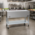 Thumbnail image #2 for Eagle Group 81-1/2-Inch Mobile Solid-Top Stainless Steel Utility Serving Counter with Open Base