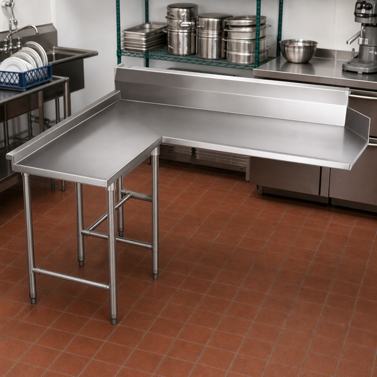 Product image #2 for Eagle Group Clean Island Dish Table, 60 Inch, Left-Hand, 16 Gauge 304 Stainless Steel Top