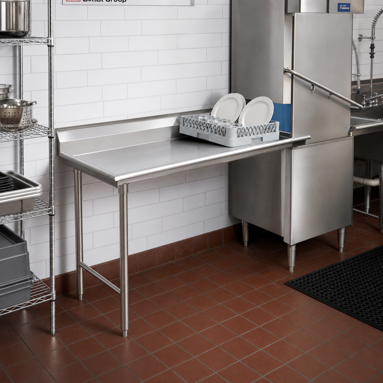 Product image #2 for Eagle Group Straight Clean Dishtable, 24 x 30 Inch, Left-to-Right Operation, 16/304 Stainless Steel Top, 8 Inch Backsplash