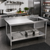 Thumbnail image #2 for 84 Inch x 30 Inch Stainless Steel Work Table with Right-Side Prep Sink
