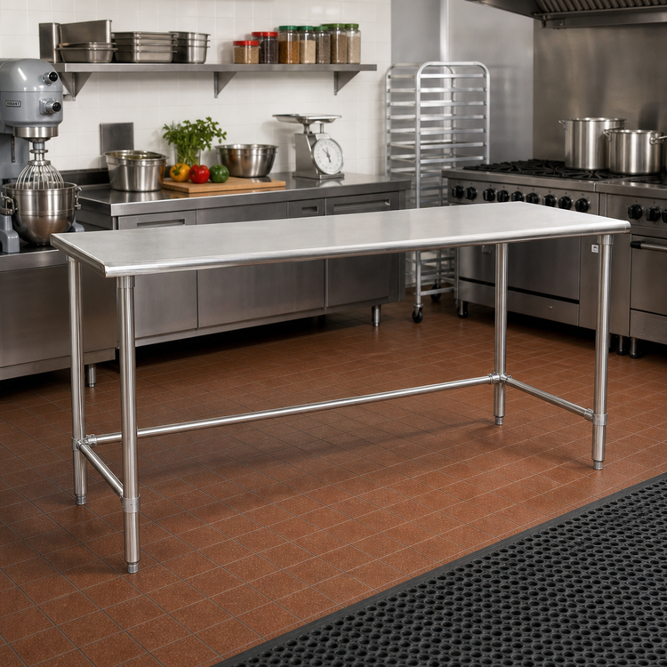 Product image #2 for Eagle BlendPort Deluxe Series Stainless Steel Flat Top Work Table with Open Tubular Base, 84 x 30 Inches