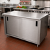 Thumbnail image #2 for Advance Tabco Special Value Series Enclosed Stainless Steel Work Table, 84 x 30 Inches, Cabinet Base with Mid-Shelf and Sliding Doors