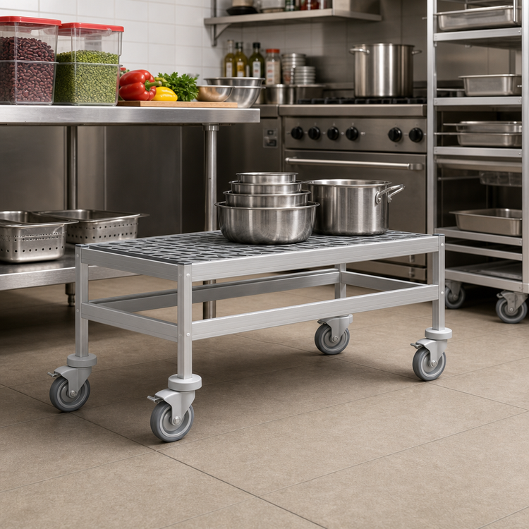 Product image #2 for Fermostock Mobile Aluminum Louvered Dunnage Rack with Casters, 26 x 18 x 17 Inches, 800 lb. Capacity