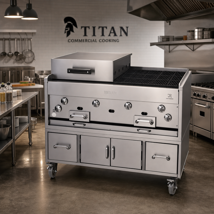 Product image #2 for Titan Chitwood 48-Inch Countertop Gas Smoke Broiler with Cast Iron Radiants