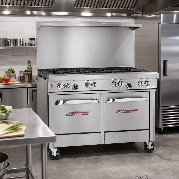 Product image #2 for Southbend Ultimate 48-Inch Gas Restaurant Range with 7 Burners and 2 Space Saver Ovens
