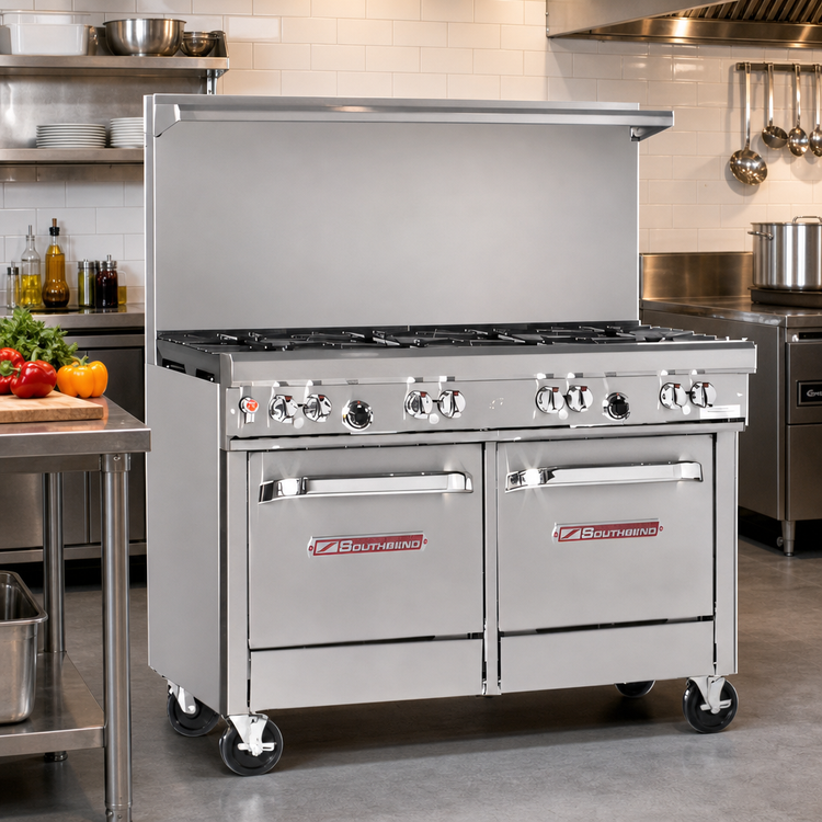 Product image #2 for Southbend Ultimate 48-Inch Gas Restaurant Range with 7 Burners and 2 Space Saver Ovens