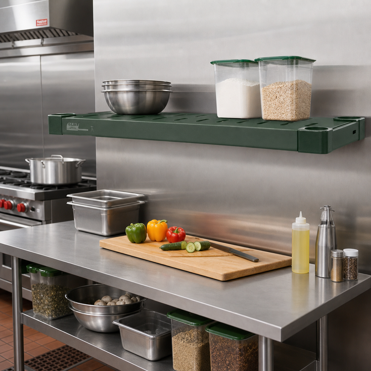 Product image #2 for Quik-Set Solid Shelf with Louvered Top, 60W x 18D, 14 Gauge Galvanized Steel, Green Epoxy Finish