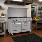 Thumbnail image #2 for Southbend (Middleby) Ultimate 4481AC-6L 48-Inch Gas Range with 7 Open Burners, Convection Oven, Cabinet Base, and Flue Riser