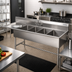 Thumbnail image #2 for John Boos Pro-Bowl 4-Compartment Sink with Left Drainboard, 12-Inch Deep Bowls