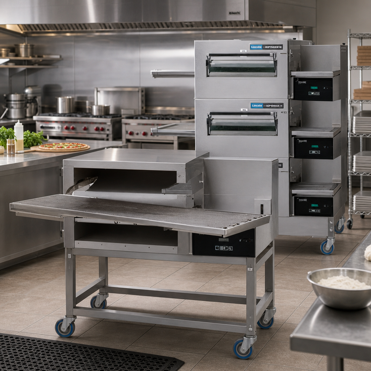 Product image #2 for Lincoln Foodservice Impinger II 1100 Series Triple Stack Gas Pizza Conveyor Oven Package