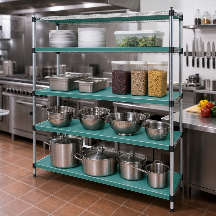 Product image #2 for QuadPlus Solid Polymer Shelf Mat, 72"W x 18"D, Green