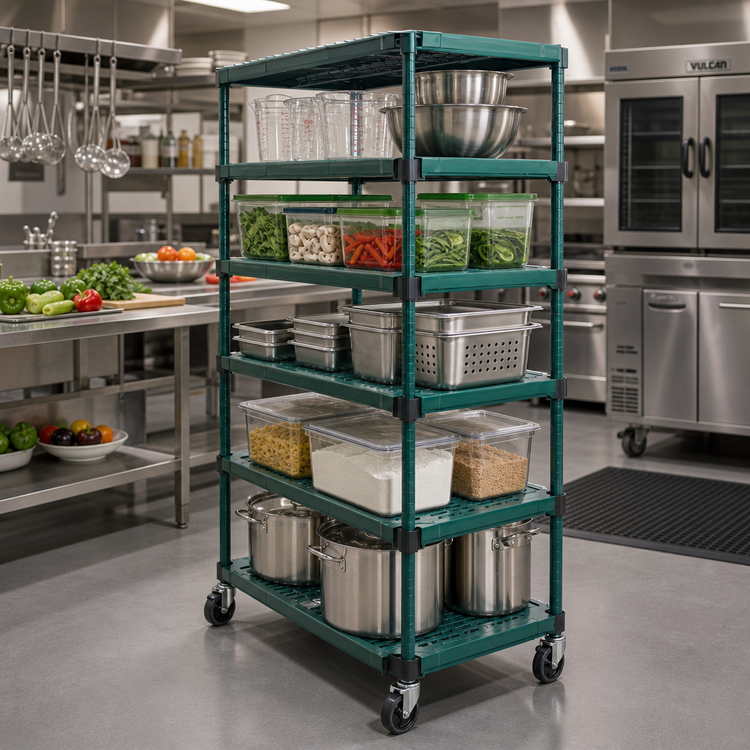 Product image #2 for QuadPlus 5-Tier Mobile Starter Wire Shelving Unit, 36 x 18 x 74 Inches