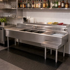 Thumbnail image #2 for Eagle Group 2200 Series BC8-4C-22L 96-Inch Underbar Combination Unit with 4 Sink Bowls, Left Ice Bin and Speed Rail