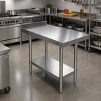 Thumbnail image #2 for John Boos EFT8-3615-X 15 x 36-Inch Stainless Steel Filler Table with 18-Gauge 400-Series Top, 1-1/2-Inch Backsplash, and Adjustable Undershelf