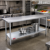 Thumbnail image #2 for Duke 108-Inch Stainless Steel Flat Top Work Table with Galvanized Undershelf, 30-Inch Deep