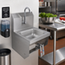 Thumbnail image #2 for BK Resources 9-Inch x 9-Inch x 5-Inch Wall-Mount Hand Sink with Gooseneck Faucet and Knee Valve Package